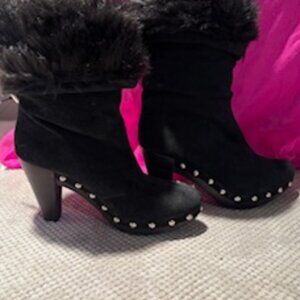 Michael Kors fur trimmed studded ankle booties